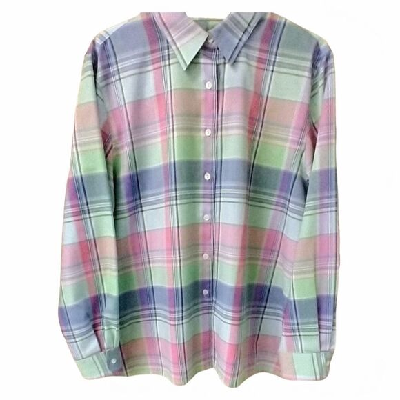 FoxCroft Women'sMulti- Color New Wrinkle Free Plaid Shirt.Plus Size 1X - Picture 10 of 12